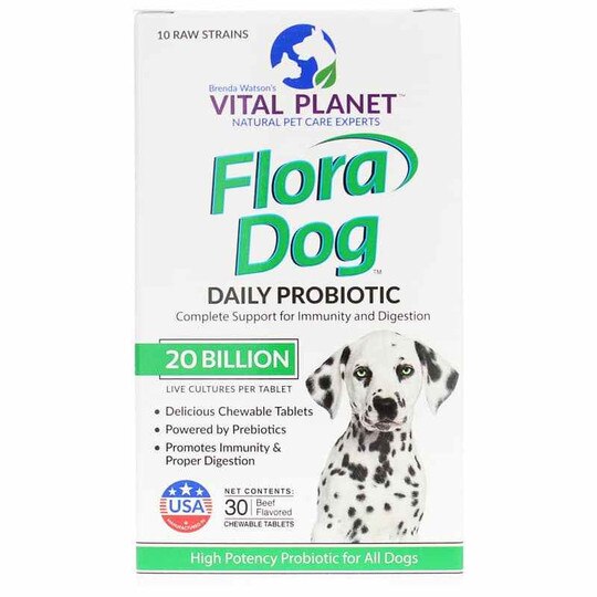 Flora Dog Probiotic 20 Billion CFU Chewable Tablets, VTP